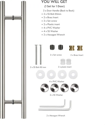 Vista 7 de Prima Decorative - Manija larga para puerta, manija de puerta de entrada de 18 pulgadas, forma redonda en forma de "H", acero inoxidable 304