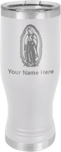 Vista 20 de LaserGram Taza Pilsner aislada al vacío de 14 onzas, Virgen de Guadalupe, grabado personalizado incluido (negro)