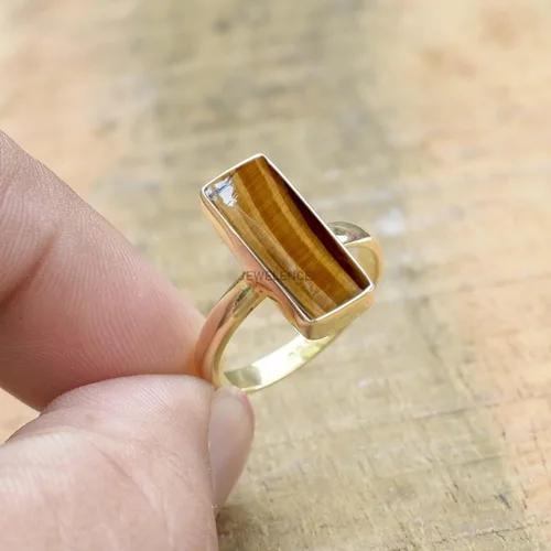 Vista 7 de Anillo de plata de ley maciza superpuesta de oro amarillo de 18 quilates para mujer, anillo de compromiso de plata esterlina, juego de bisel