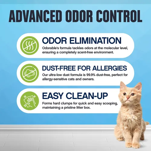 Vista 6 de Arena para gatos aglutinante prémium sin fragancia, 20 libras, tecnología avanzada de control de olores, sin polvo, bajo seguimiento, aglomeración