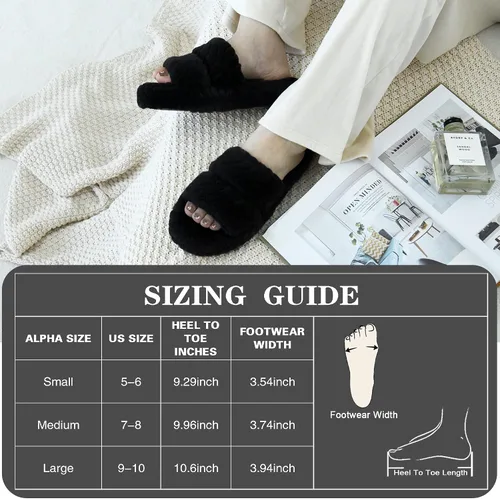 Vista 6 de Pantuflas de casa con punta abierta para mujer, espuma viscoelástica, dos bandas acogedoras para mujer, pantuflas de interior, cómodas, mullidas