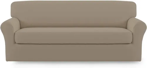 Vista 10 de Easy-Going - Funda elástica de microfibra de 2 piezas para sofá, funda suave de elastano, lavable, parte inferior elástica, protector para muebles