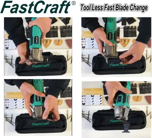 Vista 2 de FastCraft - Multiherramienta + 3 hojas de sierra, modelo 86225-1, nueva herramienta oscilante, motor de potencia pico de 5.0 amperios