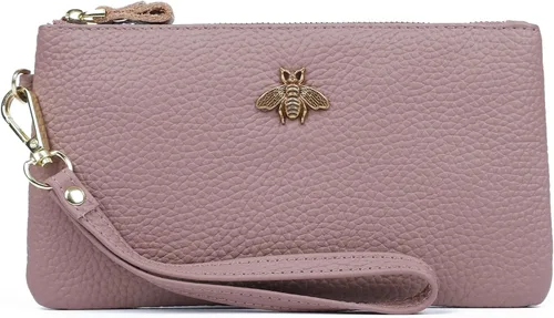 Vista 7 de imeetu Bolso de mano con asa para muñeca de cuero para mujeres, monedero para celular con correa para la muñeca A-manzana verde