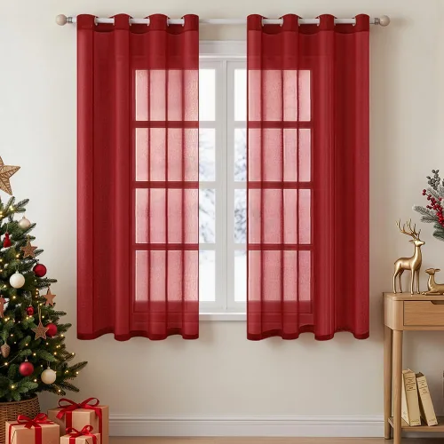 Vista 31 de MIULEE 2 paneles de cortinas semitransparentes beige para ventana, elegantes con ojales en la parte superior, cortinas de gasa