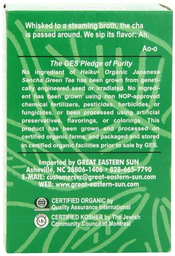 Vista 3 de Haiku Té orgánico, verde sencha japonés, 16 bolsitas de té (paquete de 6)
