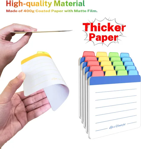 Vista 2 de Neando Divisores de Tarjetas de Visita de 2 x 3.5 pulgadas, guía de tarjetas de nombre en blanco, tarjetas de notas con pestañas de corte 1/4, papel