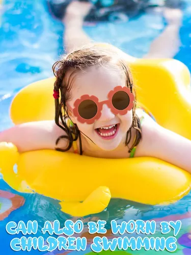 Vista 5 de Dunzy 16 pares de lentes de sol para niños y niñas, lindos lentes de sol redondos para fiestas en la playa, de 3 a 10 años