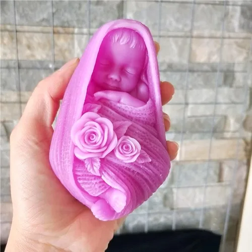 Vista 5 de Molde de silicona para bebé, molde de caramelo de chocolate, herramientas de decoración de pasteles, jabón para baby shower, molde de vela de jabón