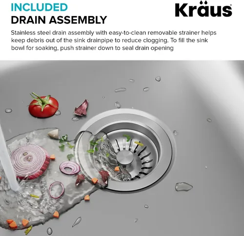 Vista 10 de Kraus KBU11 - Fregadero de cocina de acero inoxidable de 19 3/4 pulgadas, fregadero de cocina duradero de calibre 18 de un solo tazón