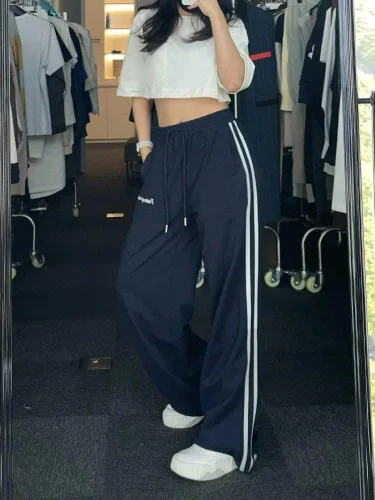 Vista 3 de RICHTRUE Pantalones deportivos Y2k para mujer, pantalones holgados Y2k, pantalones de paracaídas Y2k, ropa Y2k, pantalones Y2k para mujer