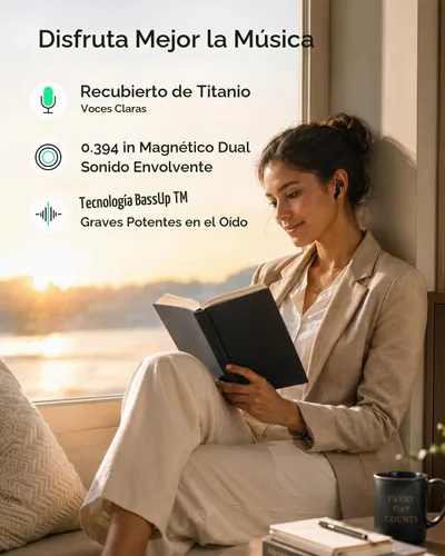 Vista 2 de Auriculares con cancelación de ruido T30 con soporte para teléfono, graves intensos, 4 micrófonos, auriculares inalámbricos Bluetooth 6.0 in, tiempo