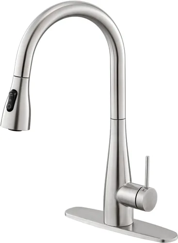 Vista 16 de CREA Grifo negro mate solo para agua fría, para cocina, bar, fregadero al aire libre, 1 agujero, 3 agujeros (con placa de cubierta), arco alto