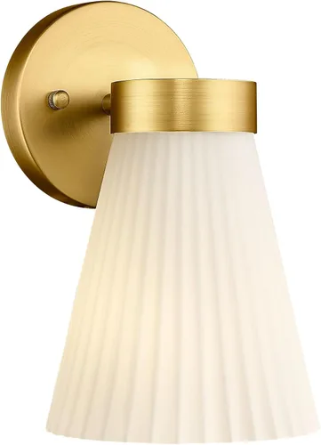Vista 25 de HWH - Lámpara de pared para interiores, moderno aplique de pared con pantalla de vidrio a rayas blancas esmeriladas, aplique de pared individual