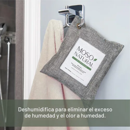 Vista 7 de Moso Natural, bolsa purificadora de aire Elimina olores de autos, armarios, baños y zonas de mascotas Juego de 4 unidades de color carbón, de 200 g