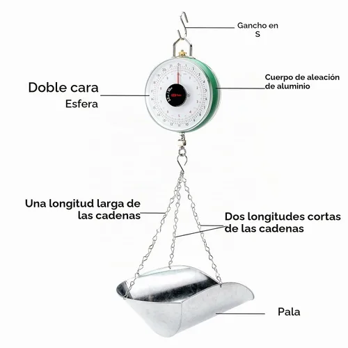 Vista 6 de Tada Báscula colgante mecánica de doble cara de 22 libras con cuchara