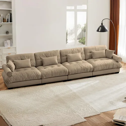 Vista 101 de Juego de sofá modular con asiento profundo de 94.4", tela de chenilla, loveseat seccional moderno para sala de estar, cómodo loveseat de felpa tipo