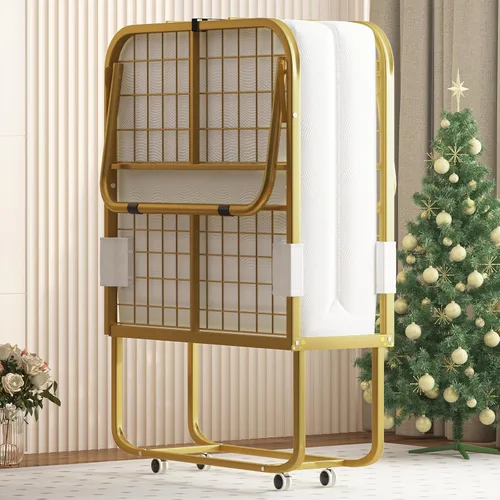 Vista 9 de PUREMIND Cama plegable con colchón de 4 pulgadas para adultos, cama plegable individual de 75 x 31 pulgadas, camas plegables portátiles, camas