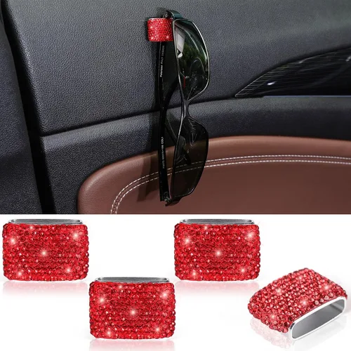 Vista 8 de ToBeQueen Soporte para gafas de sol con brillos para el salpicadero del coche, colgador de gafas de sol de diamantes de rinestone para el coche