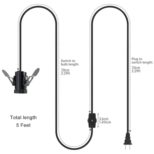 Vista 4 de RTNLIT - Cable de repuesto para lámpara con interruptor, cable de luz nocturna con clip, 5 pies for Christmas Village House, Blow Mold, Halloween