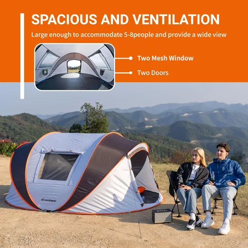 Vista 5 de EchoSmile Tienda de campaña desplegable para 2/4/6 personas, fácil instalación, cúpula resistente al agua, portátil con bolsa de transporte Blanco
