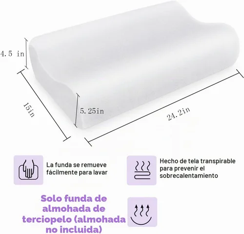 Vista 4 de ZGH-101 - Funda de espuma viscoelástica, funda de terciopelo para el dolor para dormir, soporte cervical de cuello para personas que duermen