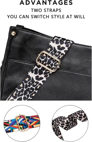 Vista 3 de AUYOCO Bolsos cruzados de cuero vegano para mujer bolso cruzado con correa de guitarra bolsillos con cremallera bolso de hombro