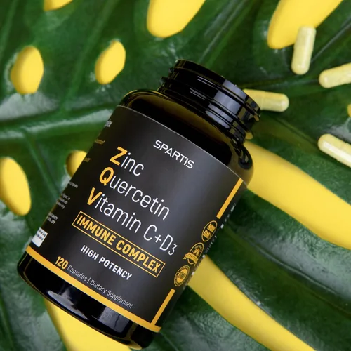 Vista 3 de Quercetina de Zinc 500mg con Vitamina C Vitamina D3 Bromelina Apoyo Inmunológico Quercetina de Alta Potencia Zinc Suplemento ZQV de SPARTIS