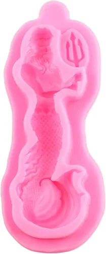 Vista 5 de Mujiang Moldes de silicona con temática de sirena 3D, molde de silicona Neptuno para decoración de pasteles, caramelo, chocolate, azúcar, arcilla
