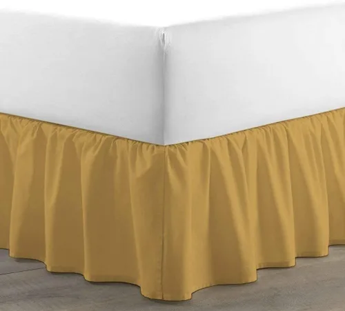Vista 16 de Falda de cama individual negra para falda de cama con volantes con caída de 16 pulgadas, tela de tres lados ajustable con volantes suaves y sedosos