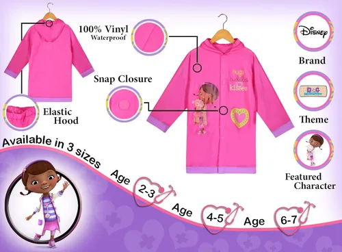 Vista 4 de Disney Gilr's Doc McStuffins (dragón congestionado) Rain Slicker (niño pequeño)