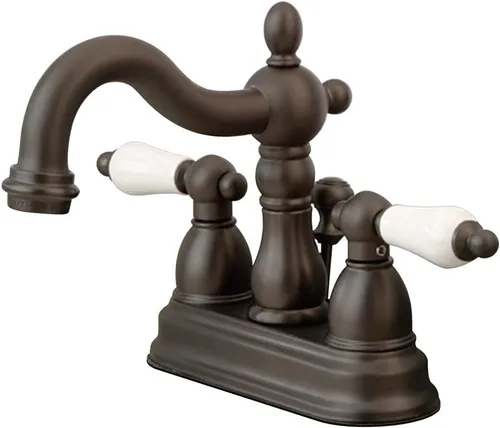 Vista 13 de Kingston Brass KB1607PL Heritage - Grifo de baño central de 4 pulgadas, latón cepillado Cobrizo cepillado