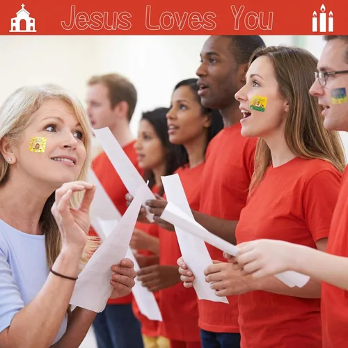 Vista 6 de Junkin 480 calcomanías religiosas con temática de Jesús te ama, calcomanías para niños, calcomanías cristianas, papel autoadhesivo multicolor