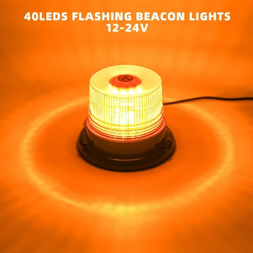 Vista 2 de Luces de baliza estroboscópicas ámbar con base magnética, barra de luz mini de emergencia de flash de seguridad de 12-24V para camiones, vehículos