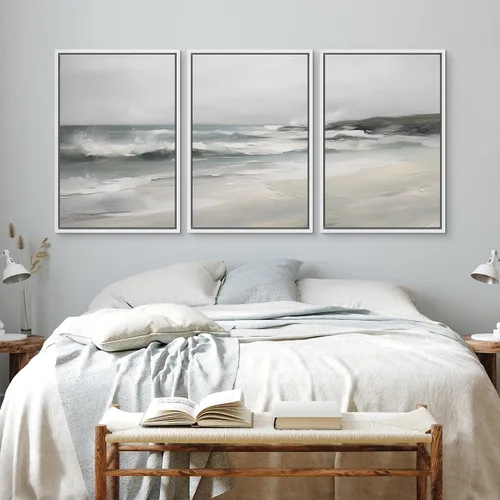 Vista 450 de wall26 Lienzo enmarcado para pared, juego de arte de acuarela pastel, paisaje rural, ilustraciones con formas abstractas, arte moderno, decorativo