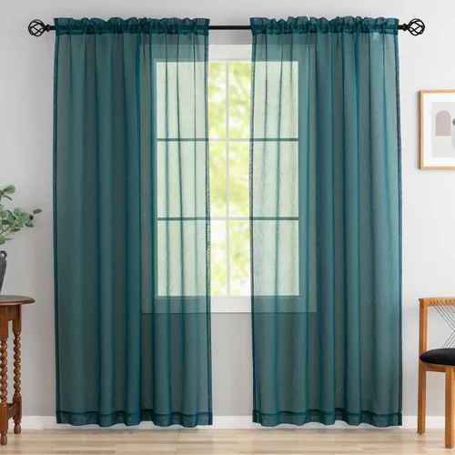 Vista 36 de MYSTIC-HOME Juego de cortinas de niveles transparentes blancas para cocina de 24 pulgadas de largo, tratamiento de cortinas para ventanas pequeñas