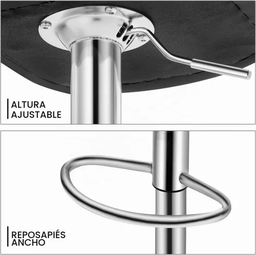 Vista 9 de MoNiBloom Taburetes de Bar Modernos de Cuero PU Ajustables Giratorios con Reposapiés y Respaldo, Taburetes de Bar de Mostrador de Cocina sin Brazos