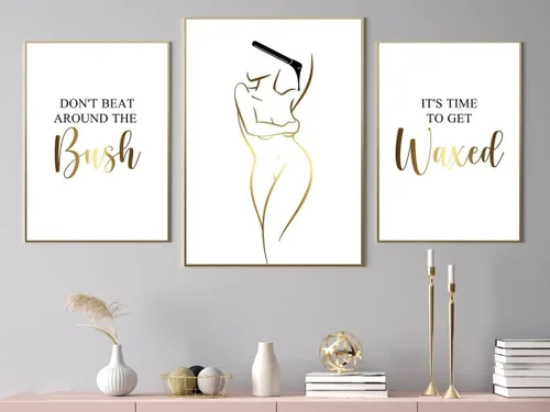 Vista 6 de NATVVA 3 piezas de impresiones artísticas de pared con texto en inglés "Invest In Your Body Get Sculpted", pósteres dorados para esculpir el cuerpo