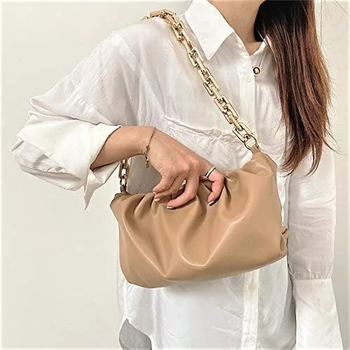 Vista 3 de Bolsa de cadena para mujer Bolso de mano con forma de nube Bolso de hombro con eslabones de cadena fruncidos