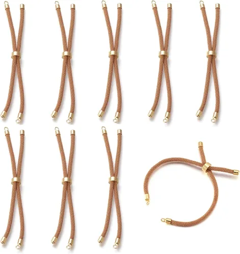 Vista 36 de 10 piezas de pulseras de cordón trenzado de nylon para hacer pulseras deslizantes ajustables con accesorios de latón dorado para accesorios de Negro