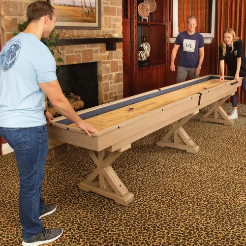 Vista 8 de 12 FT Solid Wood Shuffleboard Table, Multi Game