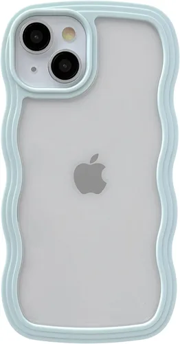 Vista 12 de Caseative Funda para iPhone 13, color negro Forma de marco de onda rizada linda a prueba de golpes suave