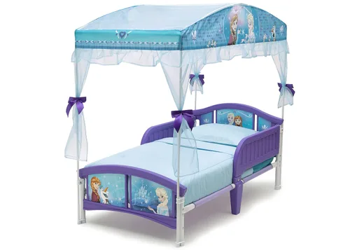 Vista 6 de Delta Children - Cama para niños pequeños con dosel, Disney Frozen + Delta Children colchón infantil reversible Twinkle Galaxy, con núcleo de fibra