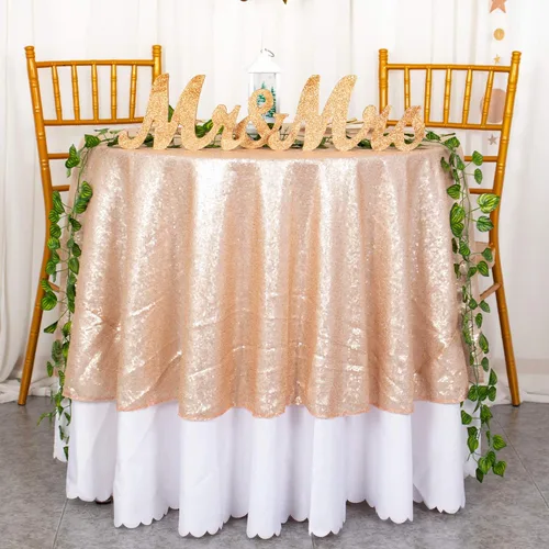 Vista 23 de ShiDianYi Mantel redondo de 50 pulgadas, mantel de lentejuelas plateadas con purpurina, mantel circular de lino con lentejuelas plateadas