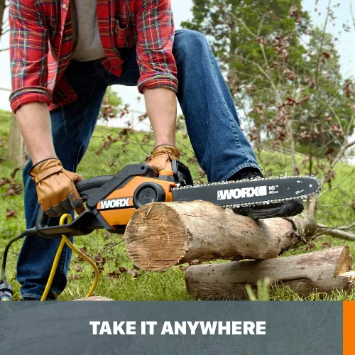 Vista 5 de WORX WG303.1 Motosierra eléctrica con auto-tensión, freno de cadena y lubricación automática 16 pulgadas 14.5 Amp