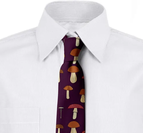 Vista 3 de Ambesonne Men's Tie, Porcini and Amanita, Necktie, 3.7", Multicolor