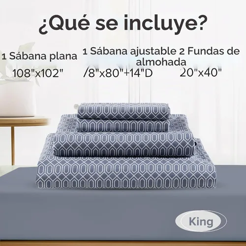 Vista 8 de Comfort Spaces Juego de sábanas 100% algodón transpirable, ligero, suave, con bolsillo elástico de 14 pulgadas que se adapta a colchones de hasta 16