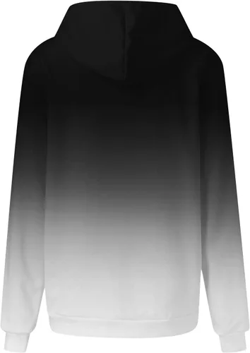 Vista 3 de Sudadera casual suelta con capucha para mujer, con estampado de números simples, manga larga, con cordón, sudadera de forro polar de gran