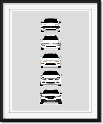 Vista 8 de Custom Car Posters Póster hecho a mano compatible con Acura Integra Evolution Generations e impresión de Acura Integra, multicolor, 8 x 10 pulgadas
