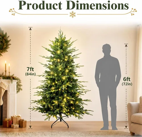 Vista 2 de Árbol de Navidad de abeto Aspen preiluminado de 7 pies, árbol